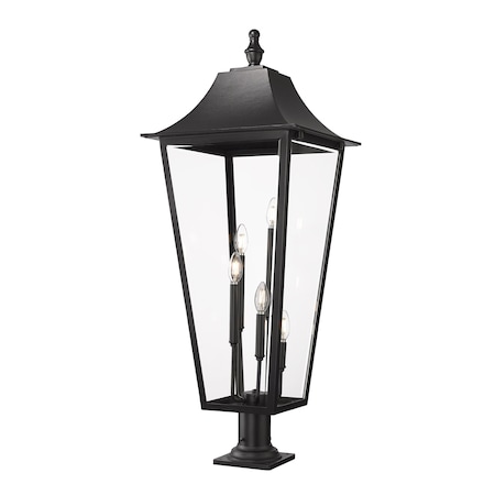 Z-Lite Gannon 5 Light Outdoor Pier Mounted Fixture, 16in. W x 42.25in. H, Black 5008PHXXLR-533PM-BK